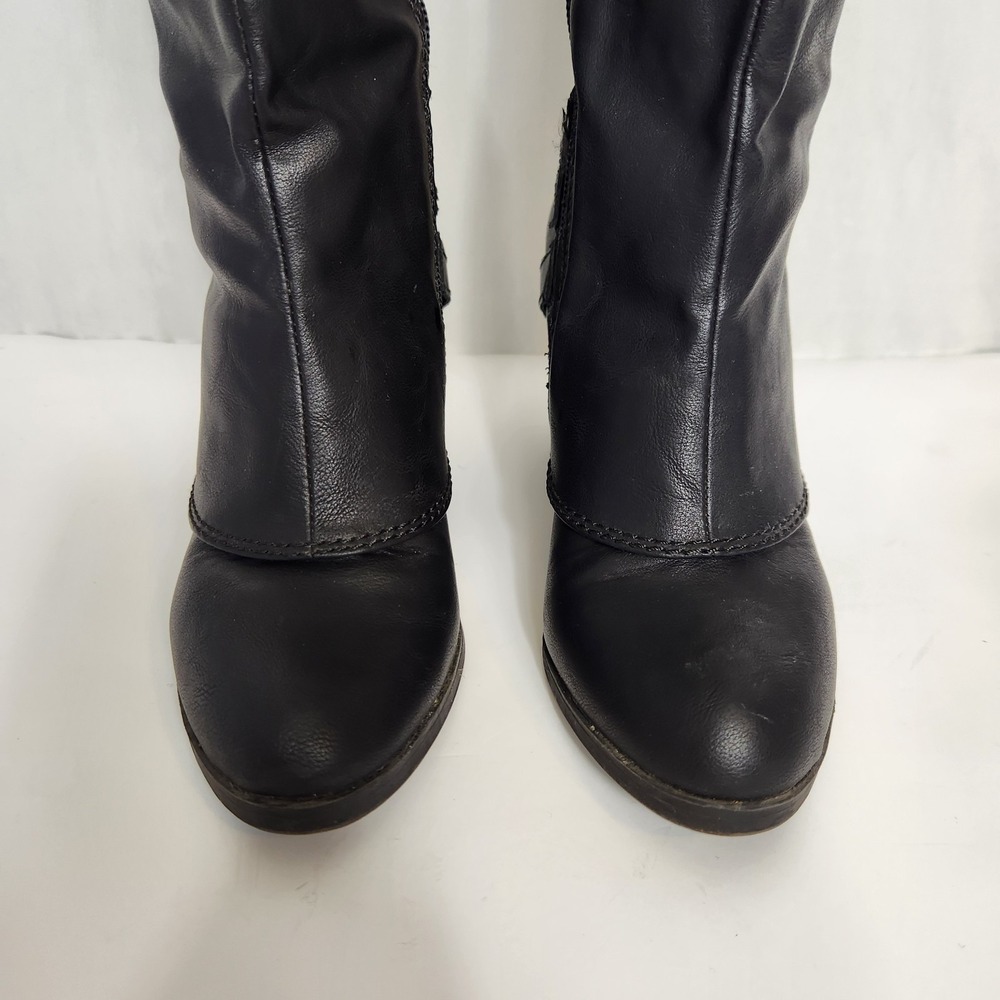 American Rag Co AEBONI Womens Black Knee High Boots Sz 5M Block Heel Harness Zip - Picture 3 of 16